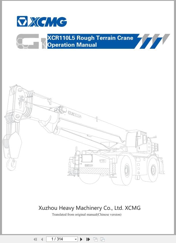 XCMG Crane XCR110L5 Operation Manual 2024